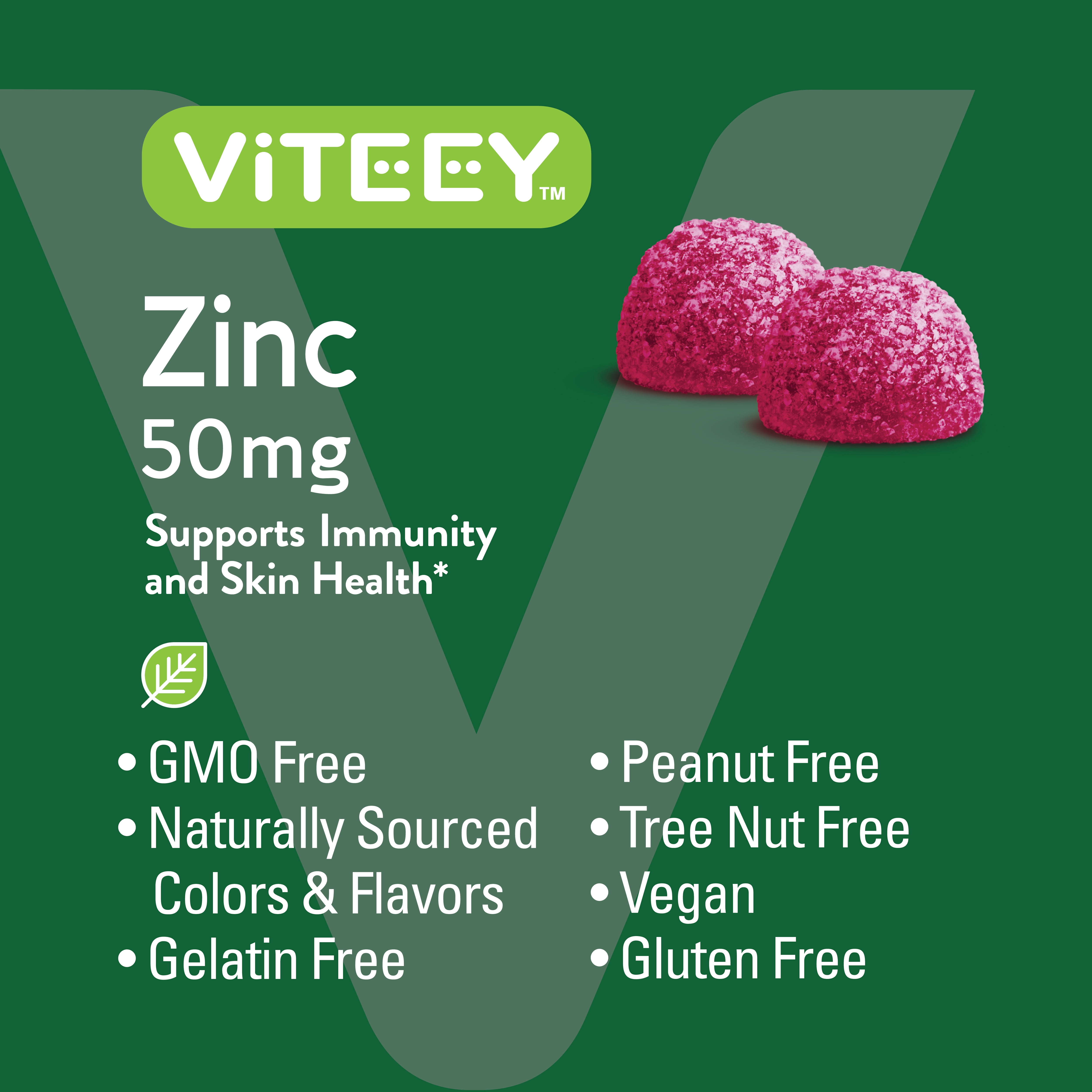 VITEEY Zinc Gummies 50mg, Immune Support Gummies, Berry Flavor, 60 Count, 2 Pack