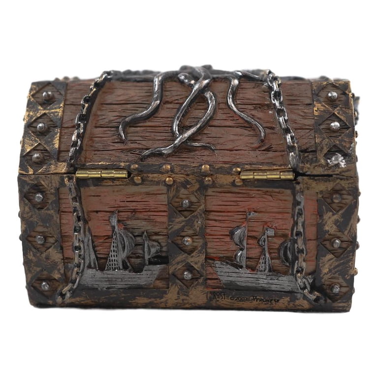 Ebros Kraken Octopus Pirate Haunted Chained Skull Treasure Chest