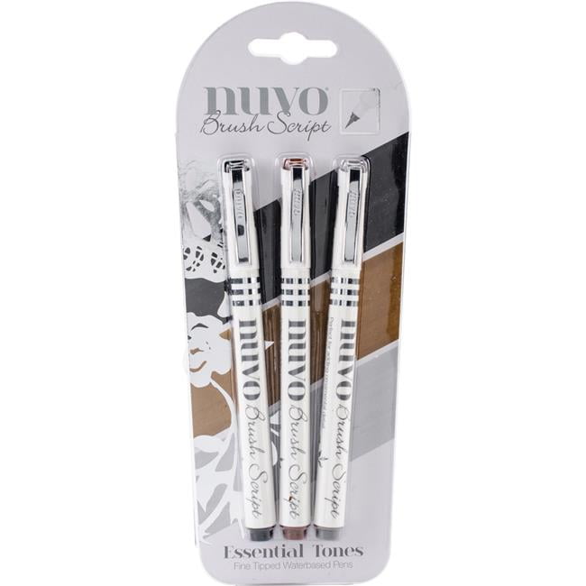 Nuvo Brush Script Pens 3/PkgEssential Tones