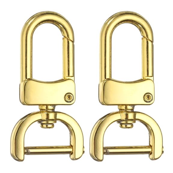 Uxcell 2pcs Detachable Snap Hook Swivel Clasp 5/8" Metal D-Rings Clasp, Gold