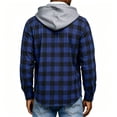 thumbnail image 3 of UDAUDU Men's Flannel Hoodie Shirts Plaid Casual Button Down Long Sleeve Lightweight Hooded Fall Winter Fashion Shirt with Pockets Blue M, 3 of 4