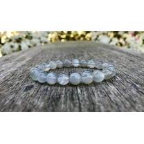 Natural Gray Moonstone 8mm Round Shape Smooth Cut Beads Stretchable Bracelet for Men & Women.