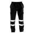 thumbnail image 2 of Men's Reflective Strip Sanitation Work Uniform Fleece Pants, Casual Sports Trousers for Safety and Visibility During Night Work or Outdoor Activities,Black,L, 2 of 5