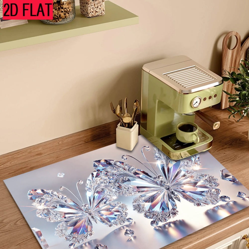 2D flat 1 kitchen stove cover, simple and artistic pattern design, Nordic-style kitchen mat, coffee machine mat, operation counter decoration, the first choice for kitchen gifts. The size is 28.3x20.