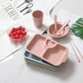 thumbnail image 3 of Kitchen 6pcs Kids Dinnerware Set Lightweight Plate with Dividers and Handle Degradable Dishwasher Safe Plastic, 3 of 9