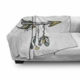 thumbnail image 3 of Dream Soft Flannel Fleece Throw Blanket, Tribal Arrow with Hanging Feathers Catch Your Dream Words Boho Style, Cozy Plush for Indoor and Outdoor Use, 50" x 60", Sand Brown Blue Grey, by Ambesonne, 3 of 6