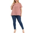 thumbnail image 3 of MODA NOVA Juniors Plus Size Blouses Pin Dots Round Neck Cute Basic Top Pink 1X, 3 of 7