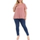 thumbnail image 2 of Blusas de mujer de tallas grandes Agnes Orinda con puntos suizos, de manga corta y cuello con muesca, primavera verano 5X rosa, 2 of 6
