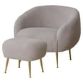 thumbnail image 4 of Sesslife Fluffy Chair with Ottoman, Gray Accent Chair and Ottoman Set for Bedroom Living Room, Modern Chair with Iron Legs, Curved Back and Round Arms, 500 Weight Capacity, 4 of 14