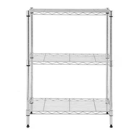 Style Selections Steel 3-Tier Utility Shelving Unit (23-in W x 13.4-in D x 30.5-in H), Chrome, (160-lb Capacity Per Shelf)