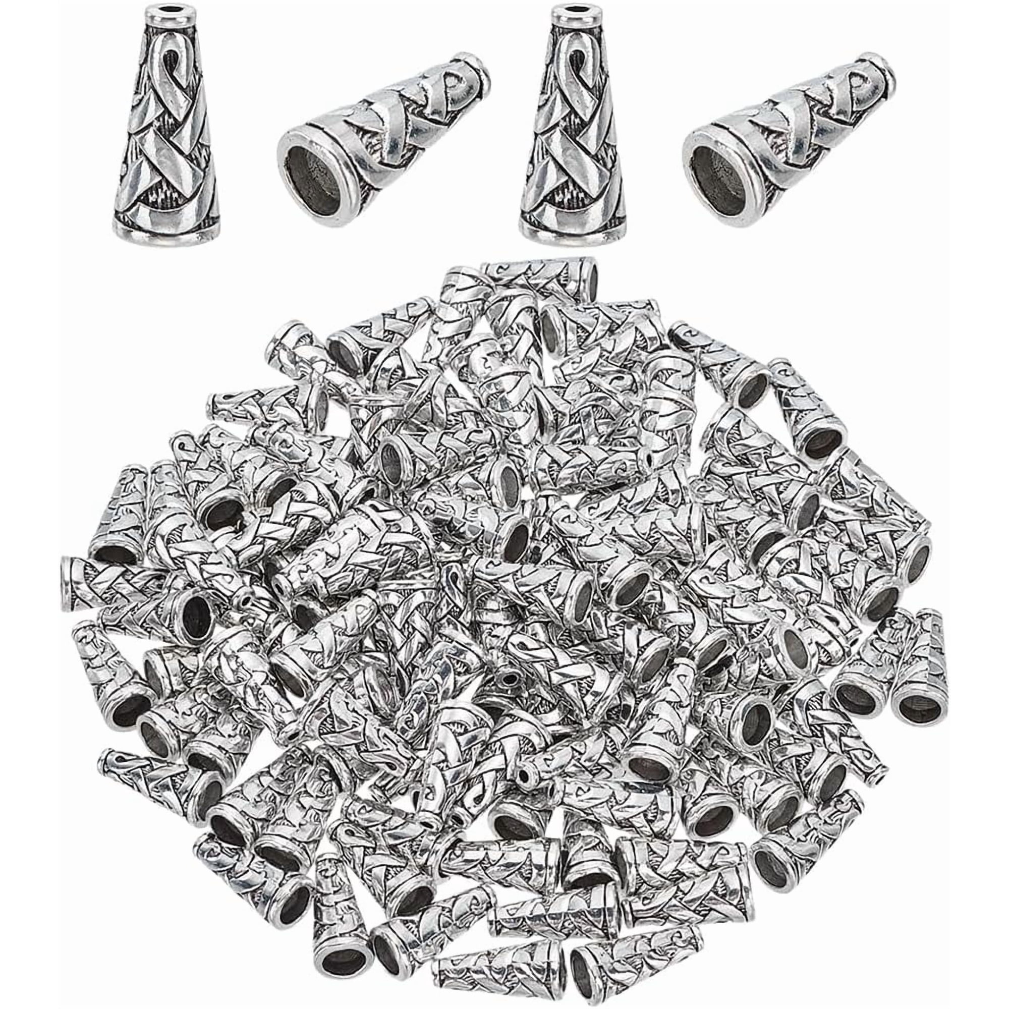 120pcs Cone Bead Caps Earring Cones for Jewelry Making 18x8mm Tibetan Style Silver Alloy Beads End Caps for Earring Necklace Pendants DIY Crafts Making Hole: 1mm