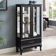 thumbnail image 3 of Jopath Display Cabinet with Glass Doors, Curio Glass Wine Cabinet with Adjustable Glass Shelves and Drawer Cabinet Sideboard With Bulb Included for Home Decor and Organization Black, 3 of 9