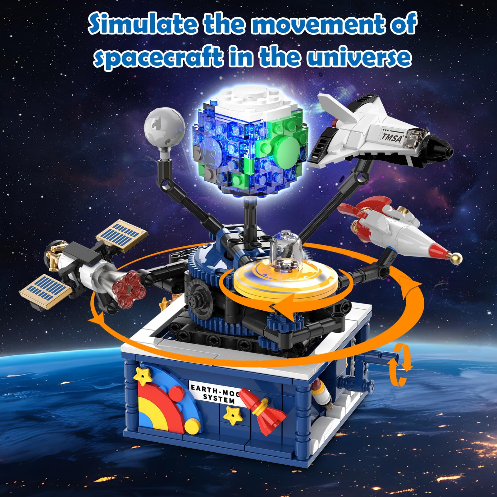 CUBIMANA Planet Building Block Set, Rotatable Earth Exploration Educational Toys for Kids Aged 6+
