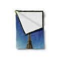 thumbnail image 2 of Paris Soft Flannel Fleece Blanket, Eiffel Tower France European Design Seine River Wooden Jets Photo Paris Traveling, Cozy Plush for Indoor and Outdoor Use, 50" x 60", Green and Blue, by Ambesonne, 2 of 5