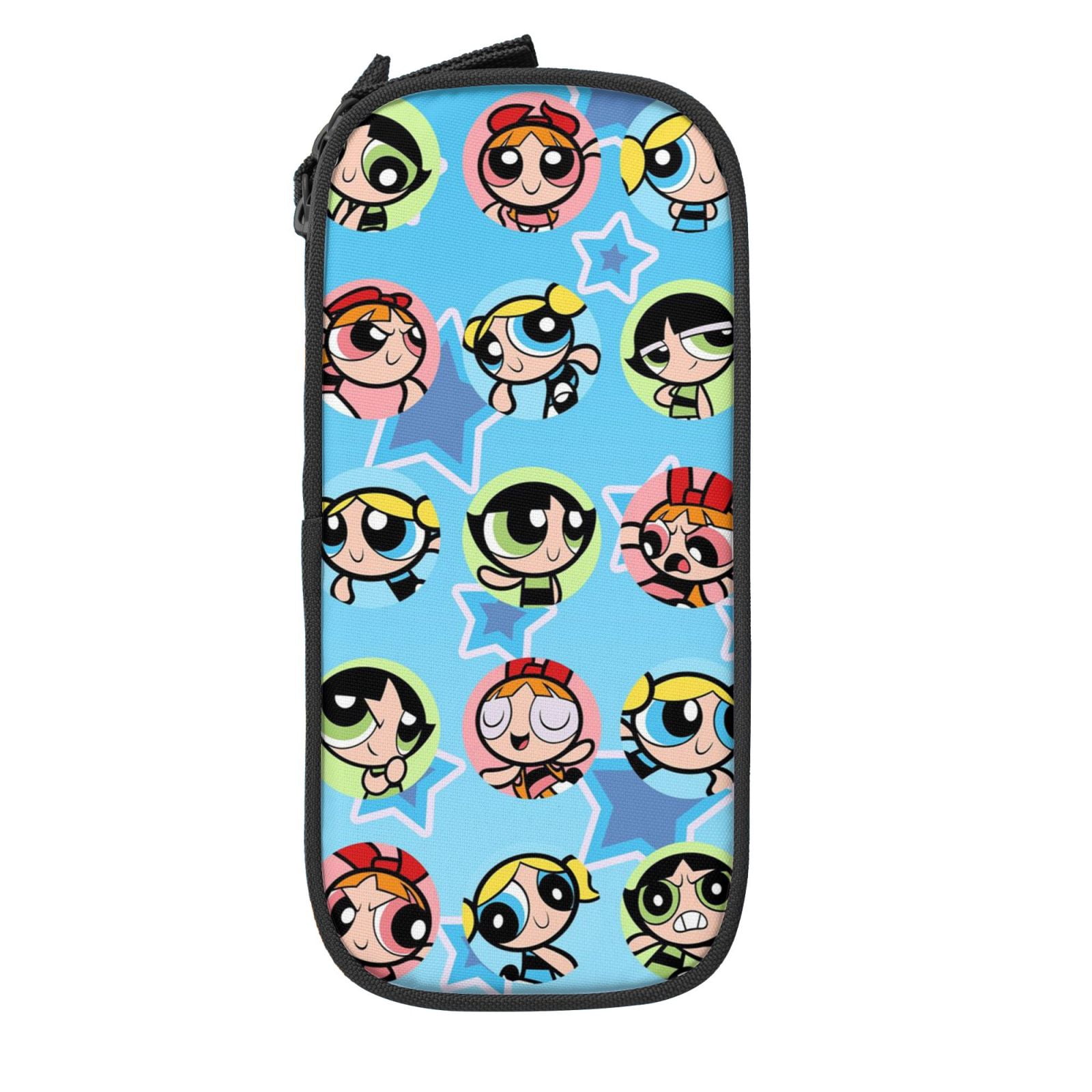 The Powerpuff Gi-rls Pencil Case Large Capacity Pencil Pouch Penbag Office Stationery Organizer Travel Makeup Bag Black