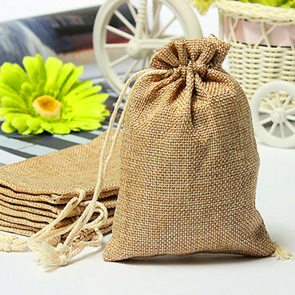 Details about   Burlap Sack Linen Jute Gift Bags Drawstring Pouch Wedding Favor Candy Organizer 