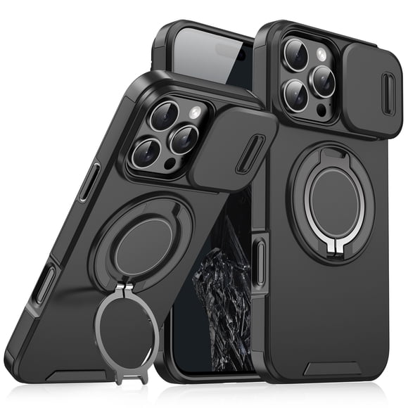 Magnetic for iPhone 12 Pro Max Case [Compatible with MagSafe] [360° Rotatable Ring Holder Kickstand] [Military Grade Protection] Shockproof Slim Phone Case for iPhone 12 Pro Max,Black