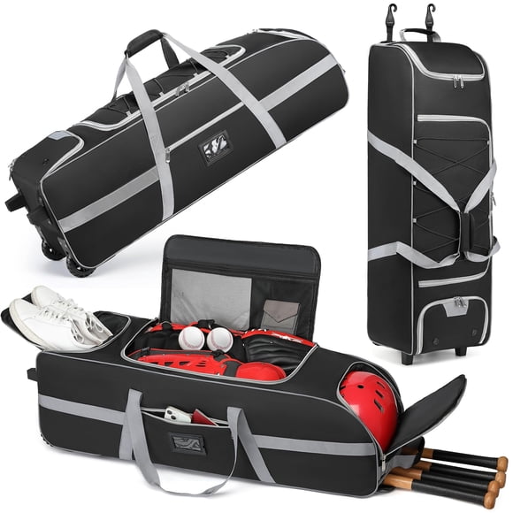 Bolsa Catcher Gear JMianeoDark, grande, con ruedas, para béisbol