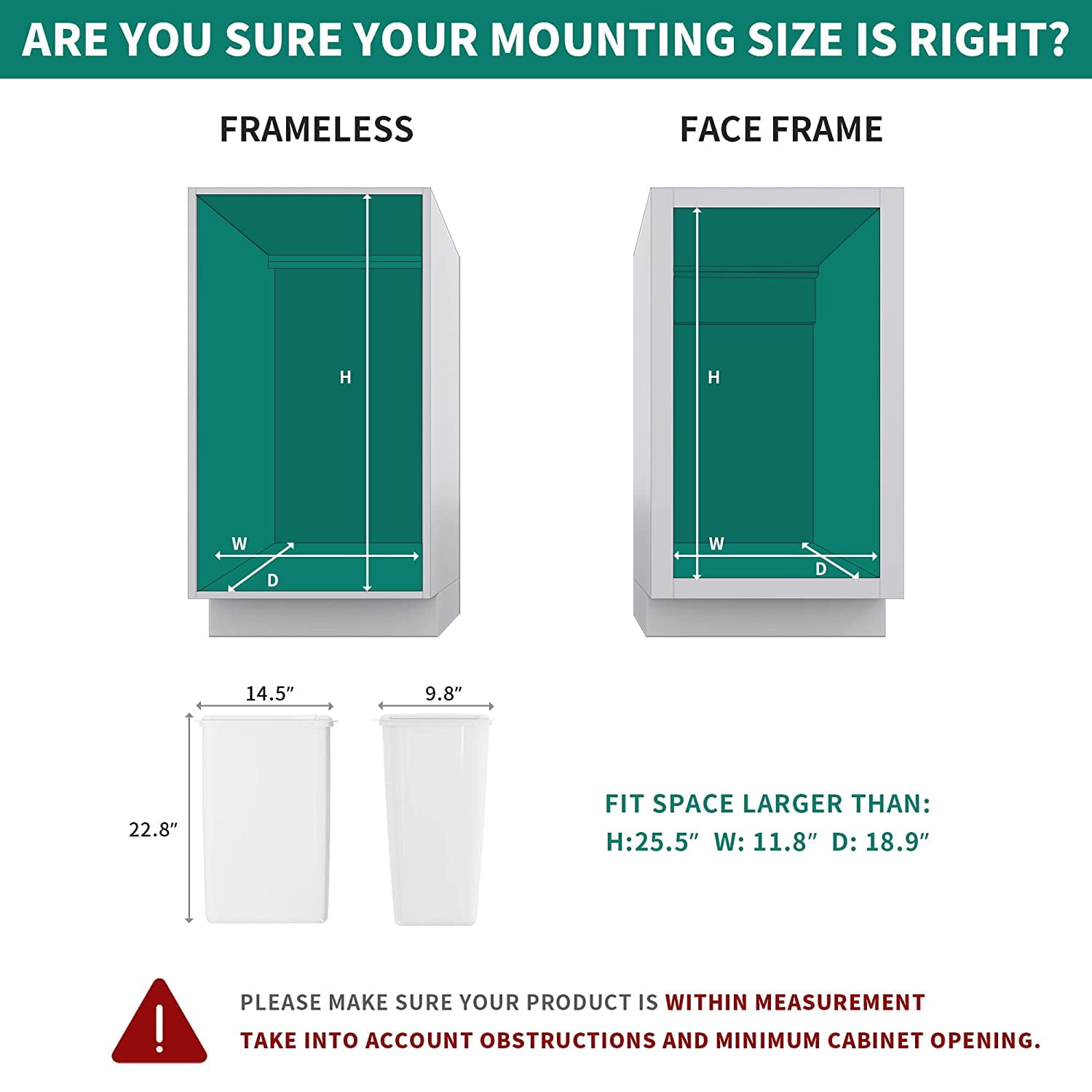 Dextrus 43 Qt/13 Gallon Pull-Out Trash Can Recycling Bin with Lid, Sliding Under Mount Kitchen Waste Garbage Container with Silent Slides, White