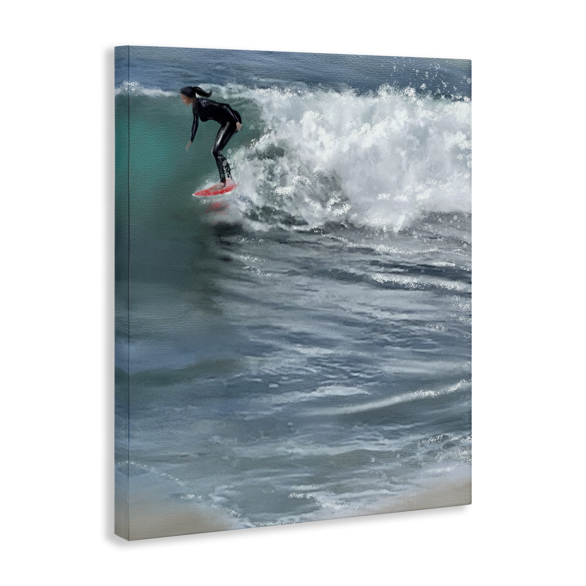 Stupell Industries Cali Surfer Girl Sports Painting Gallery Wrapped Canvas Art Print Wall Art, 16 x 20