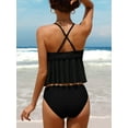 thumbnail image 2 of Women Halter Two Piece Swimwear Mesh Tankinis Bikini Set Swimsuits, 2 of 5