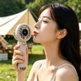 thumbnail image 1 of USB Rechargeable Handheld Fan with 3-in-1 Modes, Stepless Speed Control and LED Display, 90° Adjustable, Plastic, 1-Pack, Pink/White/Gray, 19.7 cm, 1 of 6
