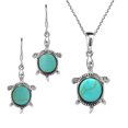thumbnail image 1 of AeraVida Sea Life Happy Turtles Blue Turquoise .925 Sterling Silver Necklace and Earring Set, 1 of 5