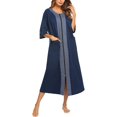 thumbnail image 1 of Housecoat Women's Short Sleeve Zipper Robe Long Nightgown Lougewear with Pockets S-XXL, 1 of 7