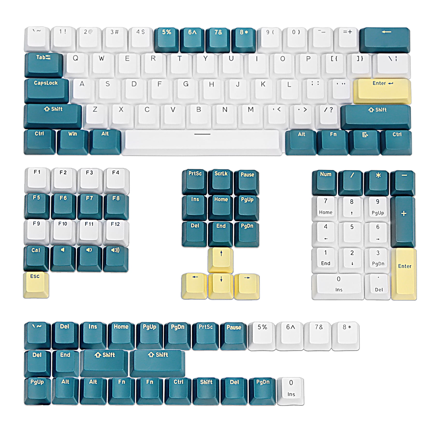 Hyssop PBT Keycaps Doubleshot Keycaps OEM Profile Cherry MX for 108/87/84/68/61 MX Switches Mechanical Keyboard