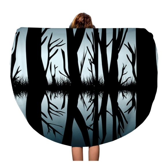 SIDONKU 60 inch Round Beach Towel Blanket Abstract Trees Reflecting in The Water Awareness Blurred Contemplation Travel Circle Circular Towels Mat Tapestry Beach Throw