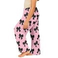 thumbnail image 4 of YOUYEDIAN Comfy Pajama Pants for Girls Stretch Drawstring Lounge Pants with Pockets Bow Print Casual Wide Leg Pjs Bottoms Black 9-10 Years, 4 of 5