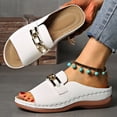 thumbnail image 4 of Rokment Classic Mules Orthopedic Dress Walking Sandals for Women 2026 Summer Fashion Casual Leather Open Toe Platform Wedge Low Heel Backless Slippers White Size 7, 4 of 6