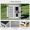 thumbnail image 5 of PawHut 2-Tier Cat House, Outdoor Feral Cat Shelter, with Weather Resistant Roof, Escape Door, PVC Curtain, Glass Window, Grey, 5 of 9