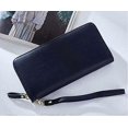 thumbnail image 2 of Wallet Leather Women Large Wallet Women with Zipper Gold Wallets Women Long (Dark Blue), 2 of 4