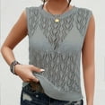 thumbnail image 2 of JIUKE Sweater Vests for Women Crochet Sleeveless Knit Top Hollow out Crewneck Loose Pullover Top, 2 of 7