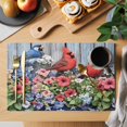 thumbnail image 2 of Red Blue Flower Placemats Set of 12 Patriotic Poppy Bird Stars Stripes Flag Place Mats Indoor Wipeable Table Mats Washable Cloth Dining Table Placemats for Kitchen Holiday Party Home Decor 13x19 Inch, 2 of 9