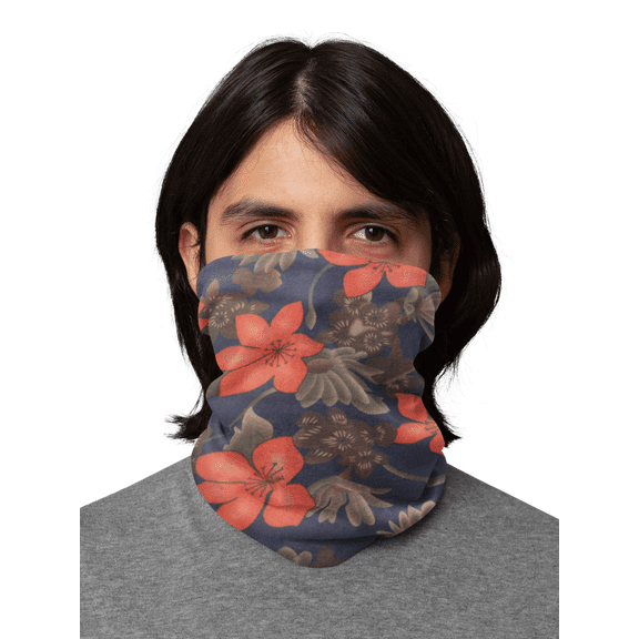 Motique Accessories Seamless Bandana Tube Face Scarf-Brown Orange Large Flowers