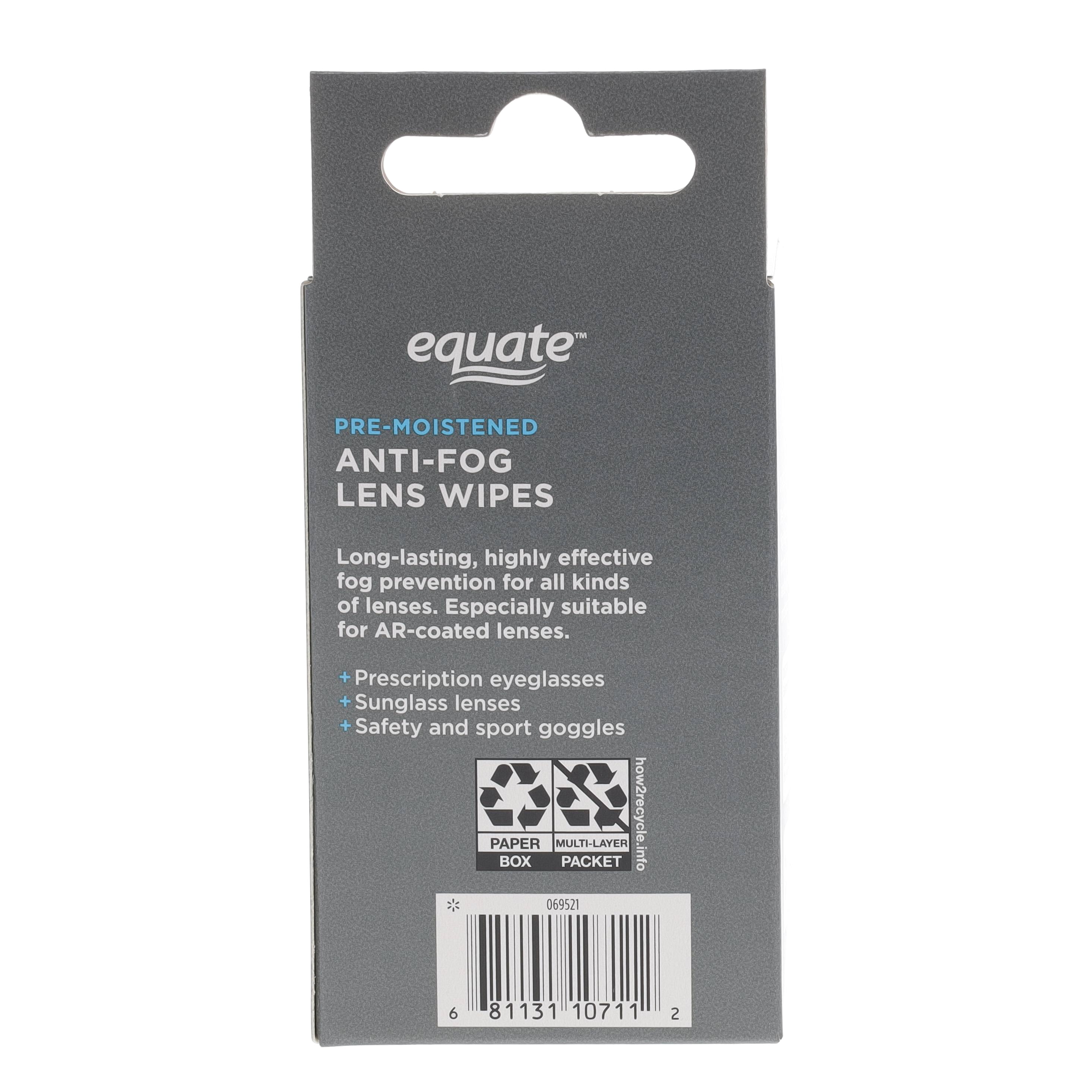 Equate Anti-Fog Pre-Moistened Lens Cleaning Wipes, 30 Count