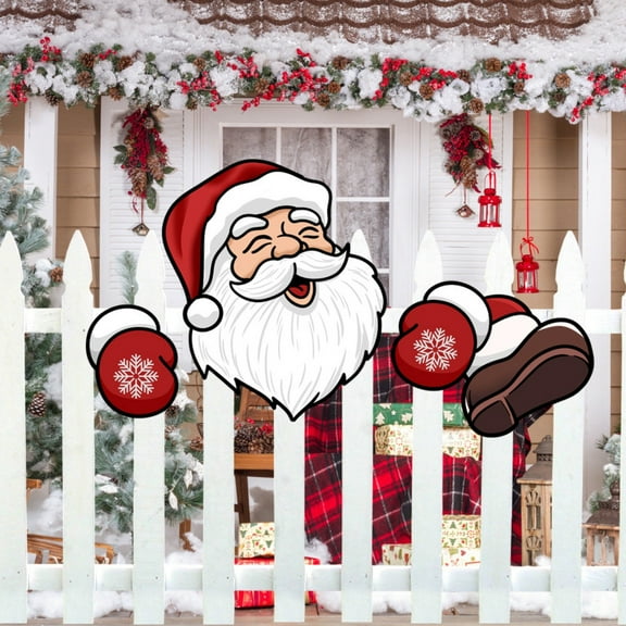 Funny Santa Peeking Outdoor Fence Sign-Weatherproof Yard Decoration for Christmas,Christmas Decorations,Christmas Gifts