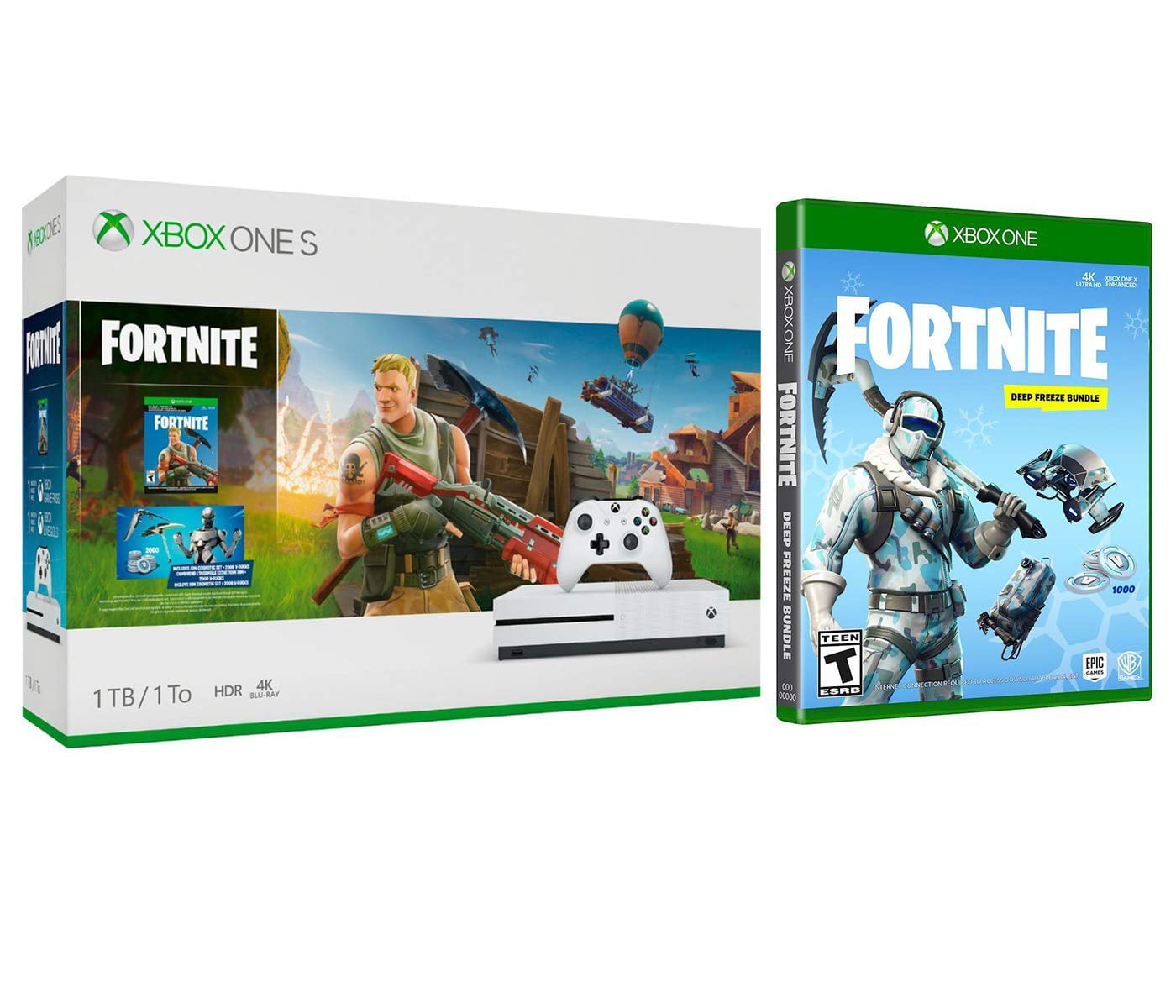 Xbox One Battle Royale Fortnite Eon Deep Freeze Bundle: 3000 V-Bucks, Eon  and Deep Freeze Two Epic Cosmetic Sets, Xbox One S 1TB Gaming Console with  ... - 