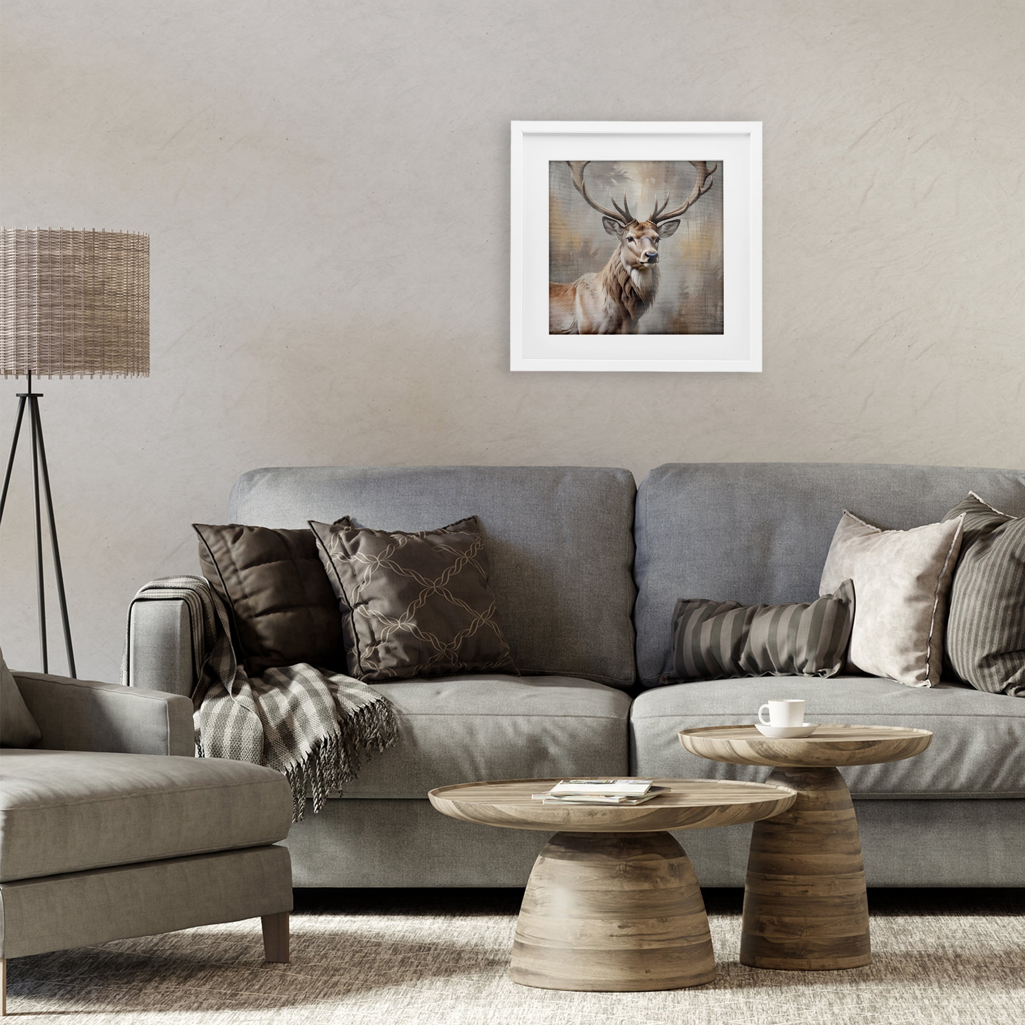 Stupell Industries Rustic Stag with Majestic Glance White Framed Print Under Glass, design by Susan Arnot