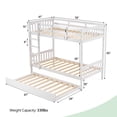 thumbnail image 3 of Ktaxon Solid Wood Twin-over-Twin Bunk Bed with Trundle, Bunk Bed Frame with Guardrails & Charging Station, White, 3 of 9