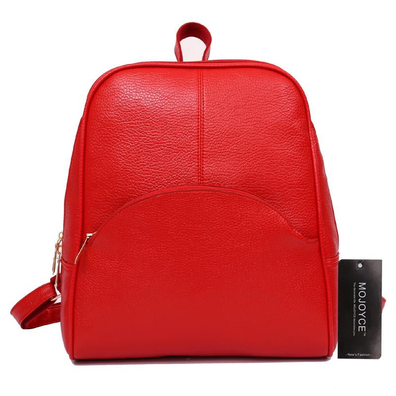 Jianama Korean Casual Backpack Women PU Leather Bag Shoulder Bag Girls Handbag Red Walmart