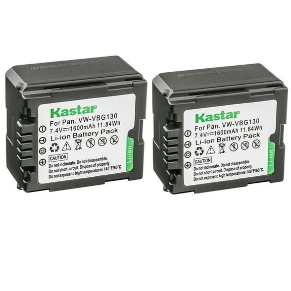 Kastar 2-Pack VW-VBG130 Battery Replacement for Panasonic HDC-SD8K, HDC-SD9, HDC-SD9EG-K, HDC-SD9EG-S, HDC-SD9GK, HDC-SD9-8GB, HDC-SD10, HDC-SD10K, HDC-SD20, HDC-SD20K, HDC-SD100, HDC-SD100GK Camera