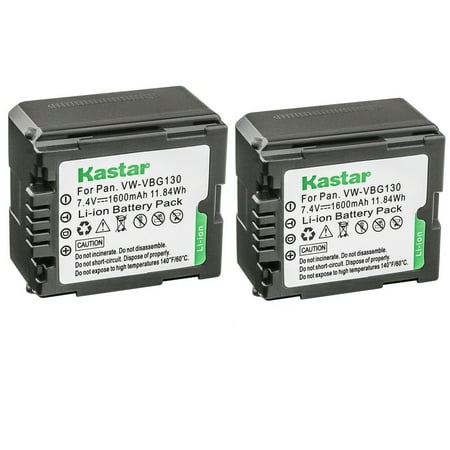 Image of Kastar 2-Pack VW-VBG130 Battery Replacement for Panasonic HDC-HS100GK HDC-HS200 HDC-HS250 HDC-HS250K HDC-HS300 HDC-HS300K HDC-HS300P HDC-HS300PC HDC-HS350 HDC-HS700 HDC-HS700K Camera