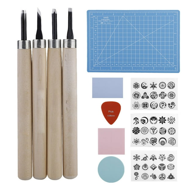 Kit 5 Outils Gravure & Impression – Rouleaux Caoutchouc, Bois & Plastique + Baren – Idéal DIY Estampage Artistique