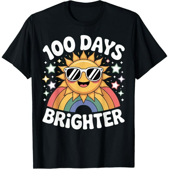 100 Days Brighter Cute Rainbow Sunshine School Design T-Shirt Shirts