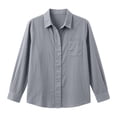 thumbnail image 3 of cocolona Button Down Blouses for Women Solid Color Long Sleeve Collared Shirts Basic Dressy Casual Fall Tops, 3 of 6