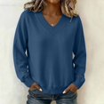 thumbnail image 5 of SSZMDLB Women Sweater Long Sleeve Loose Fit Casual Pullover Tops Solid Color Fall Winter Basic Soft Knit Blouses, Blue 2XL, 5 of 6