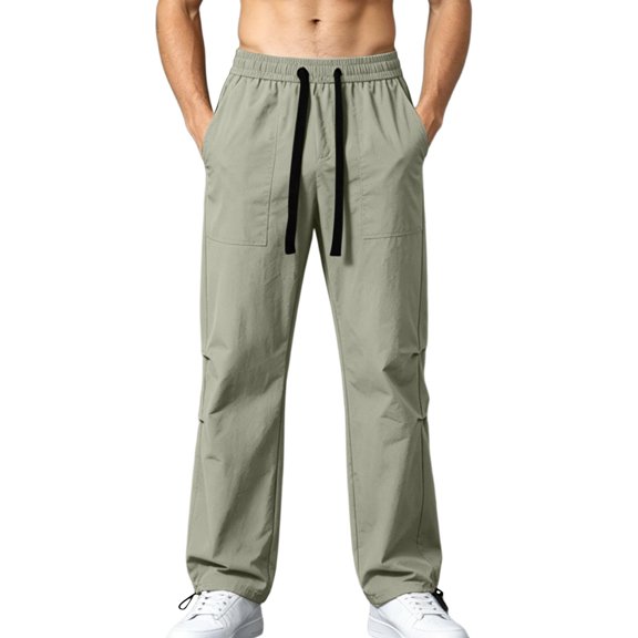 Turilly Sweatpants Plus Size Men's Relaxed Fit Cargo Pants Front Patch Pockets Drawstring Elastic Waist Casual Trousers